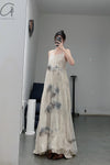 Mutedance 23 Spring/Summer Double-layer halter neck floral dress MD-MD23SS62-LUO Nude 62 PM59